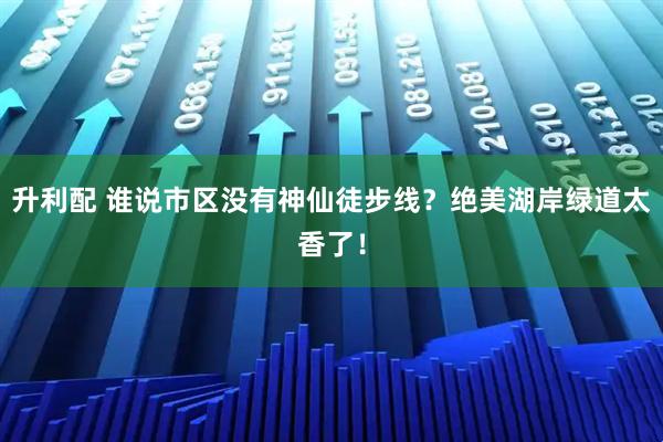 升利配 谁说市区没有神仙徒步线？绝美湖岸绿道太香了！