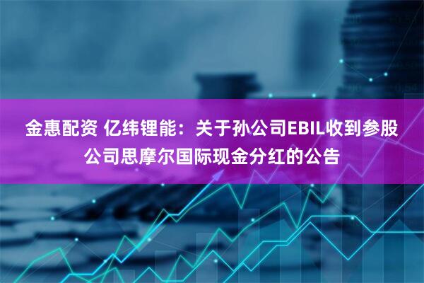 金惠配资 亿纬锂能：关于孙公司EBIL收到参股公司思摩尔国际现金分红的公告