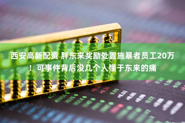 西安高新配资 胖东来奖励处置施暴者员工20万！可事件背后没几个人懂于东来的痛