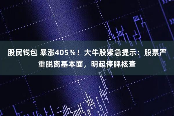 股民钱包 暴涨405％！大牛股紧急提示：股票严重脱离基本面，明起停牌核查